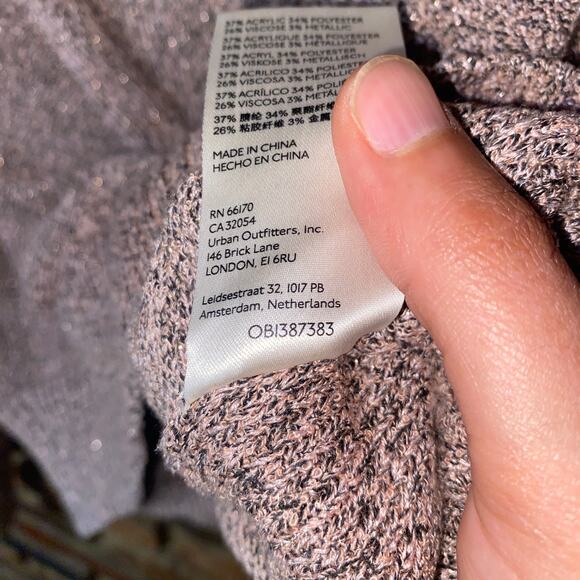 Free People Rose Metallic Going For Gold Faux Wrap Sweater Women's Size Medium - Picture 7 of 8